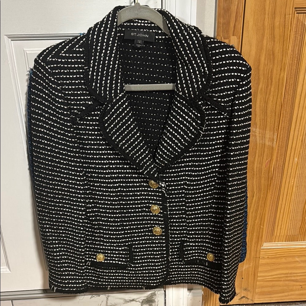 St. John Striped Black and White Blazer